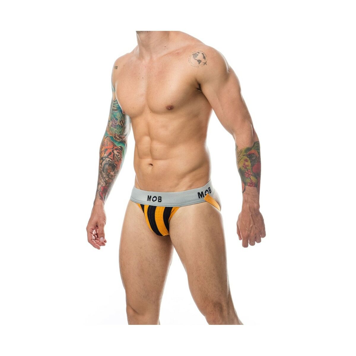 Stringtrosa Mob Eroticwear Svart Orange M - 3