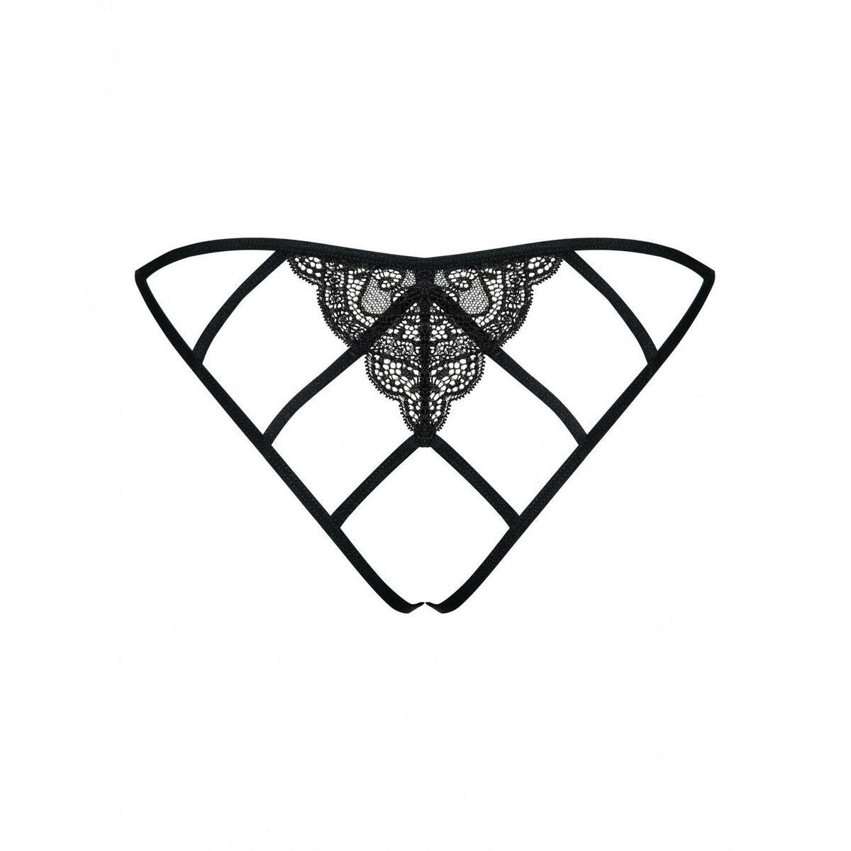 Trosor Obsessive Miamor crotchless panties L/XL Svart Spets - 3