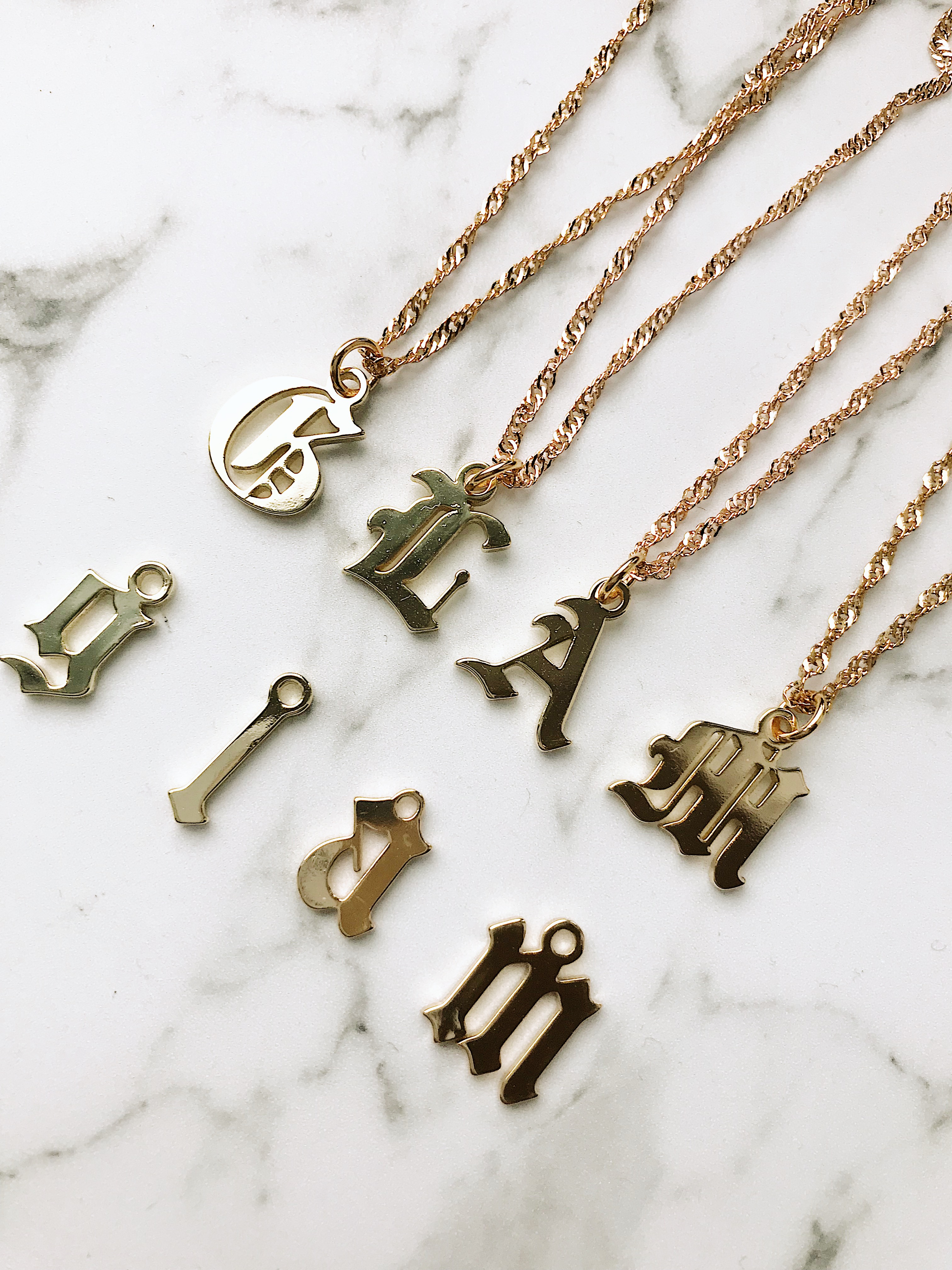 Buy Gold Old English Initial Necklace, Personalized Letter Necklace,  WATERPROOF, Initial Necklace, Gothic Initial Letter Necklace, Gift for Her  Online in India - Etsy