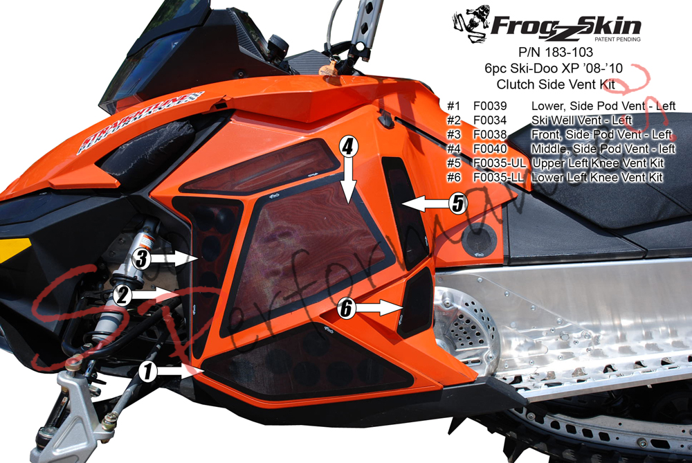 SPI FrogzSkin Ski-Doo XP Ventilationskit Variatorsida, 6 delar