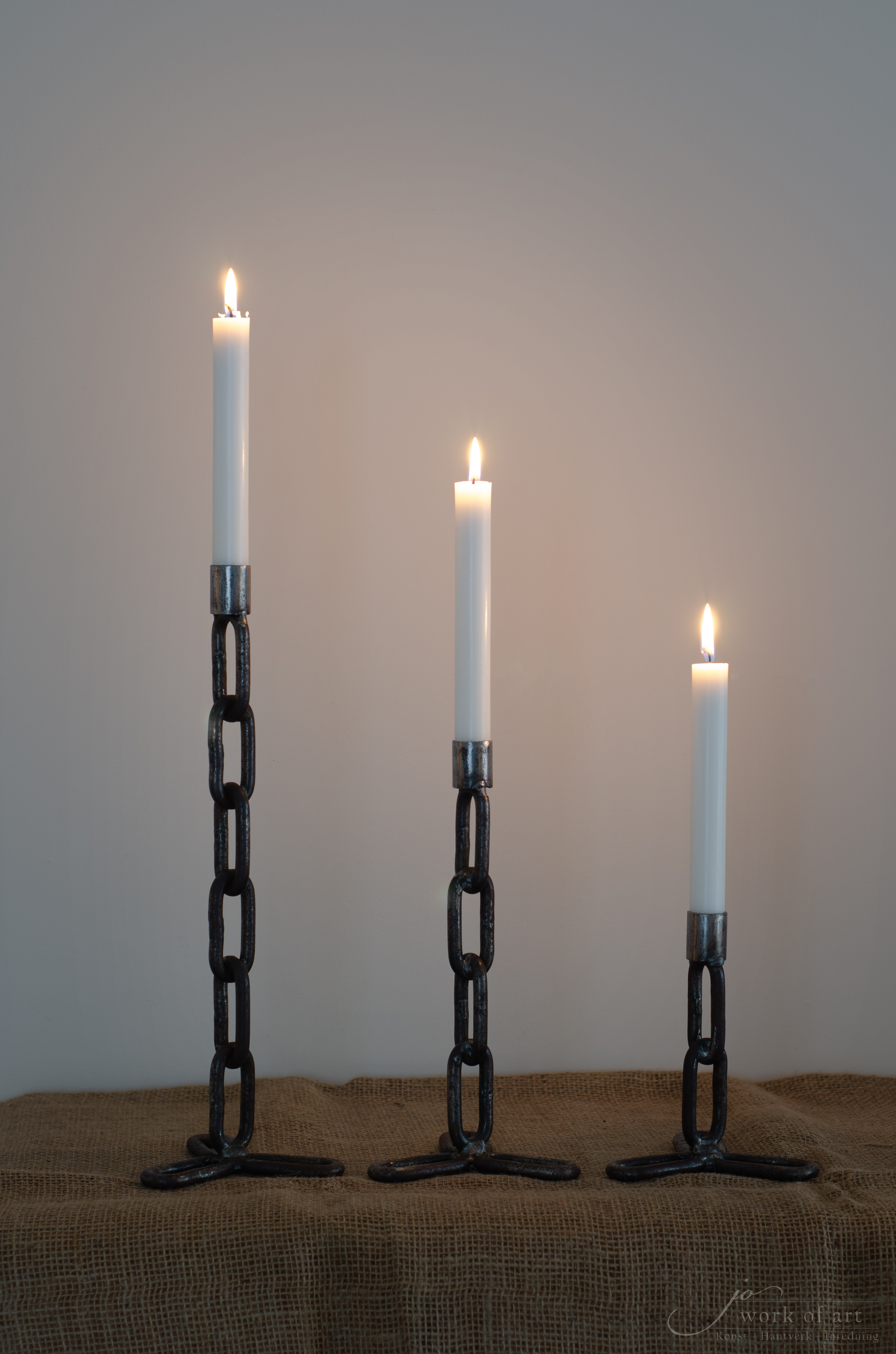 Ljusstake av återbrukad kätting, 17 cm - 4