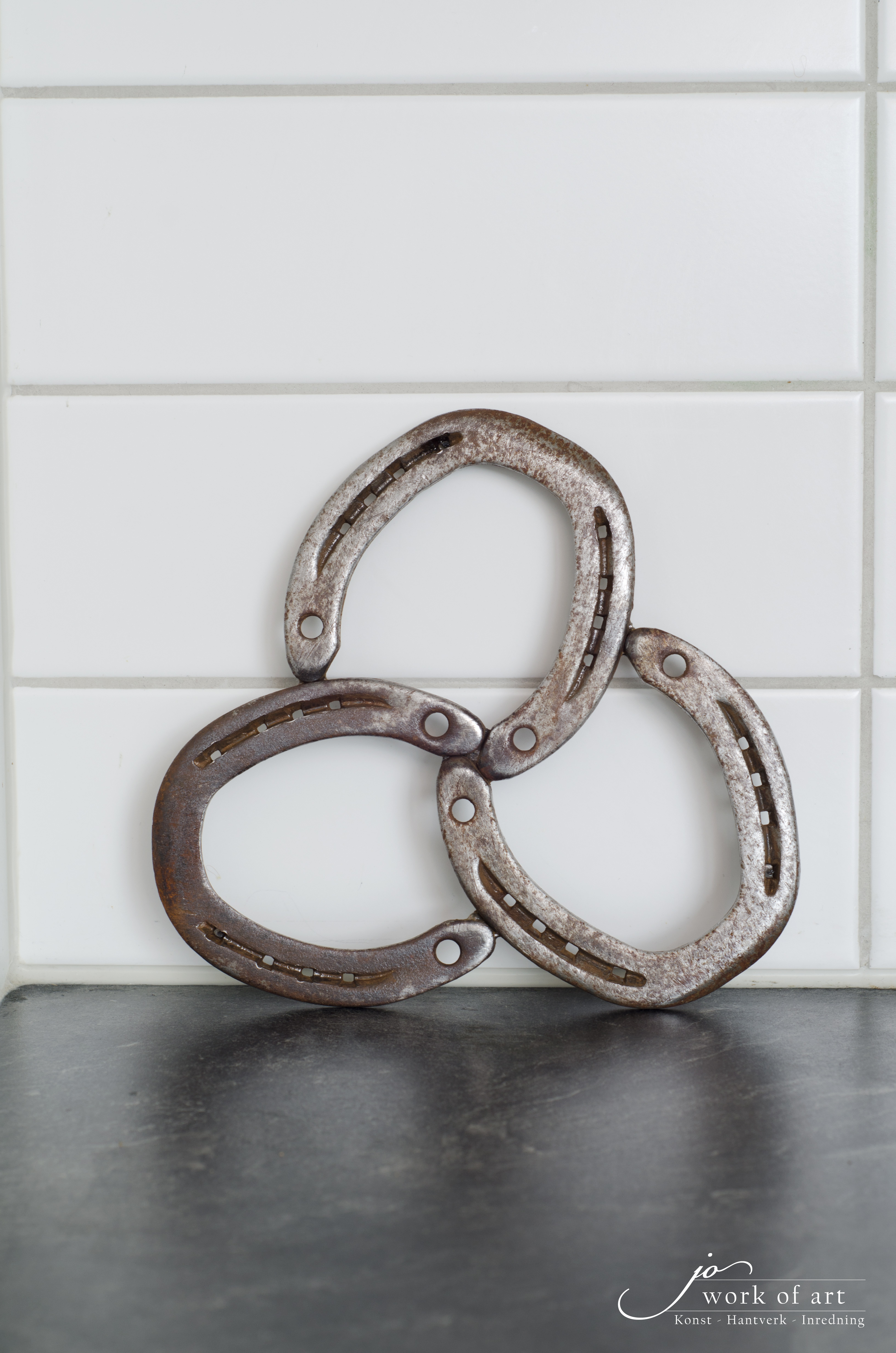 Grytunderlägg av hästskor, rostig patina - 5