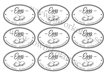 Etikett Farm Fresh Eggs oval 9x6cm (Digital produkt)