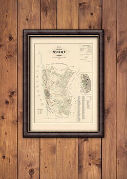Historisk karta Wisby Gotland år 1854, print