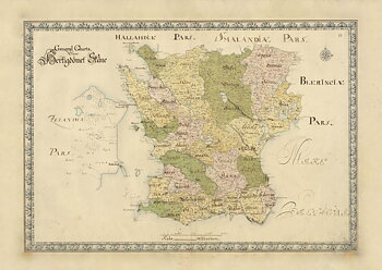 Historisk karta Skåne sent 1600-tal, print