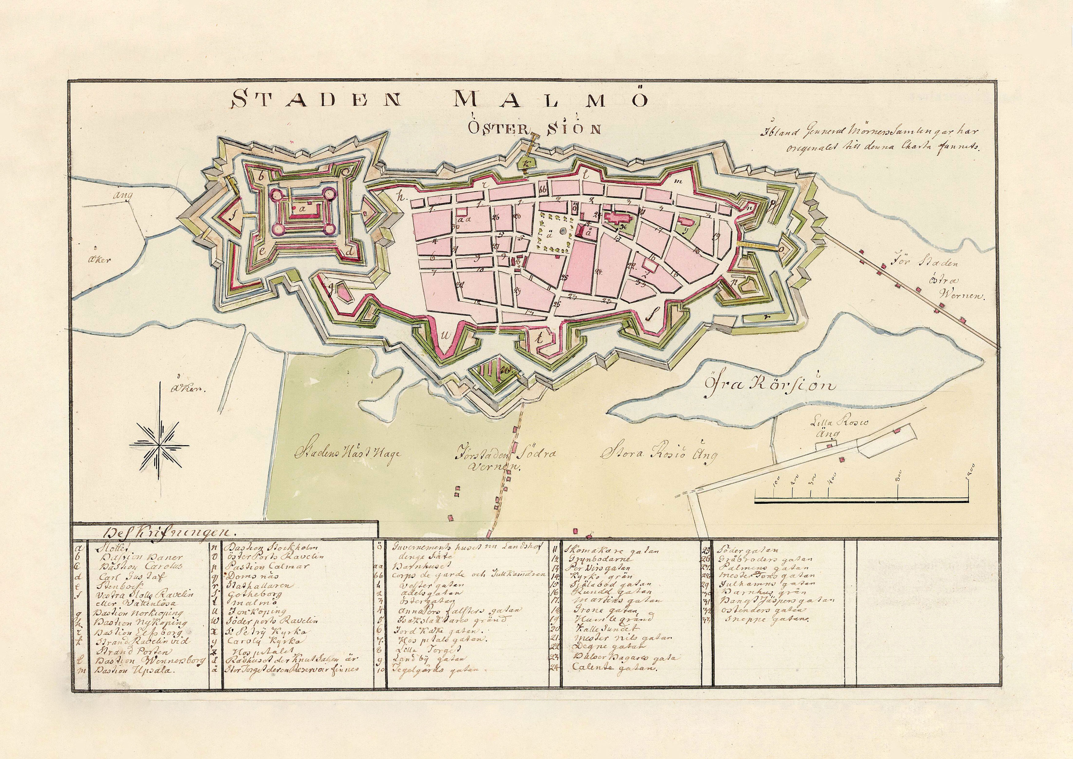 Historisk karta Malmö stad 1800-tal, print - 2