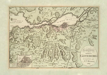 Historisk karta Göteborg stad år 1809,  print