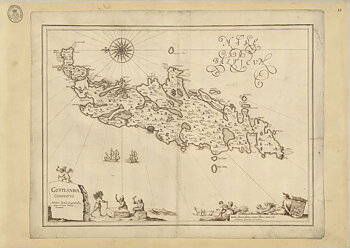 Historisk karta Gotland sent 1600-tal, print