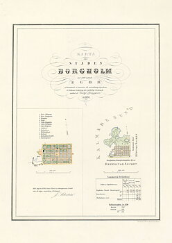 Historisk karta Borgholm Kalmar län år 1854,  print