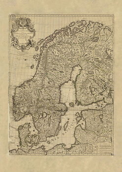 Historisk karta Sverige, Norden år 1706,  print