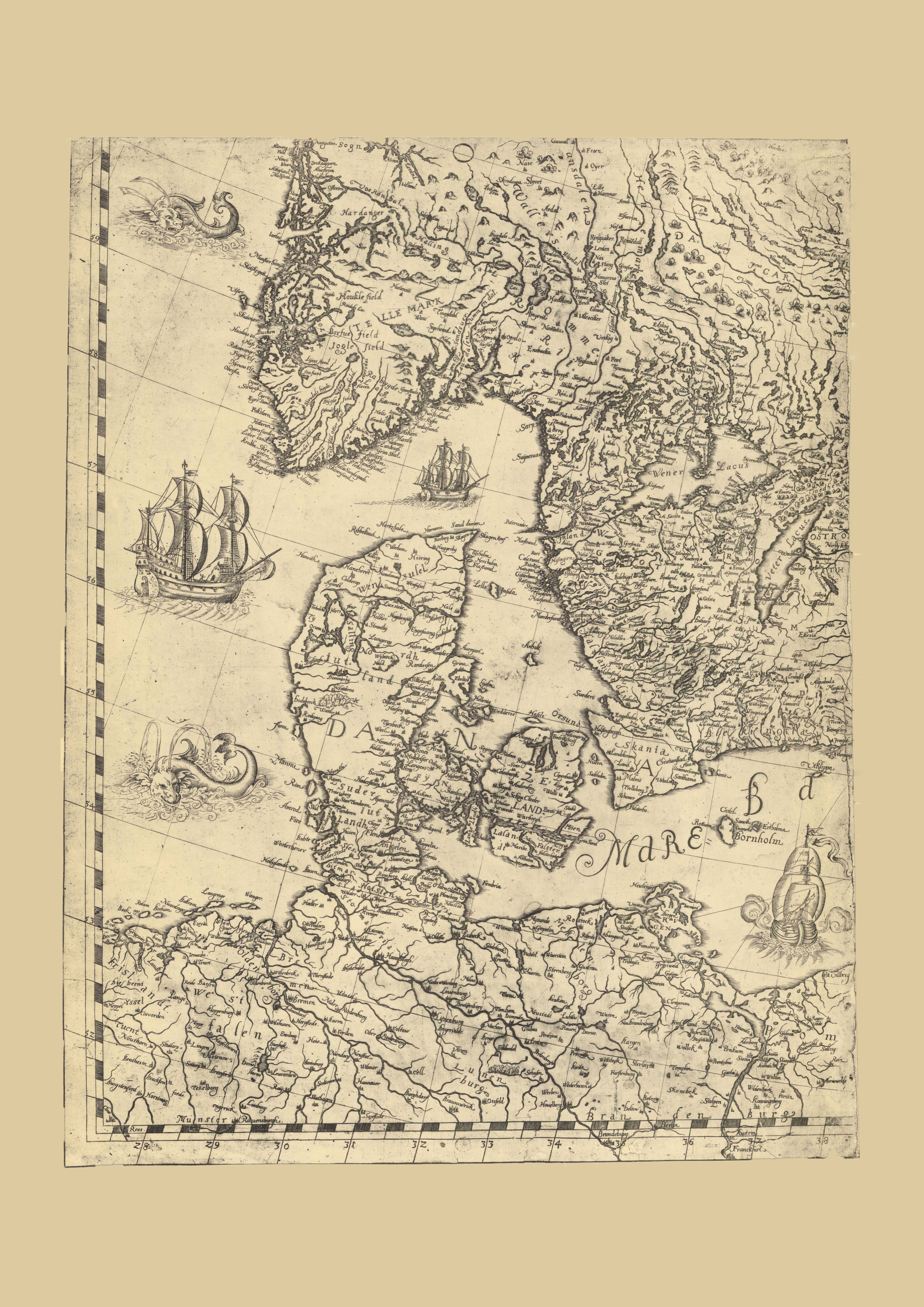 Historisk karta Skandinavien år 1626  print - 2