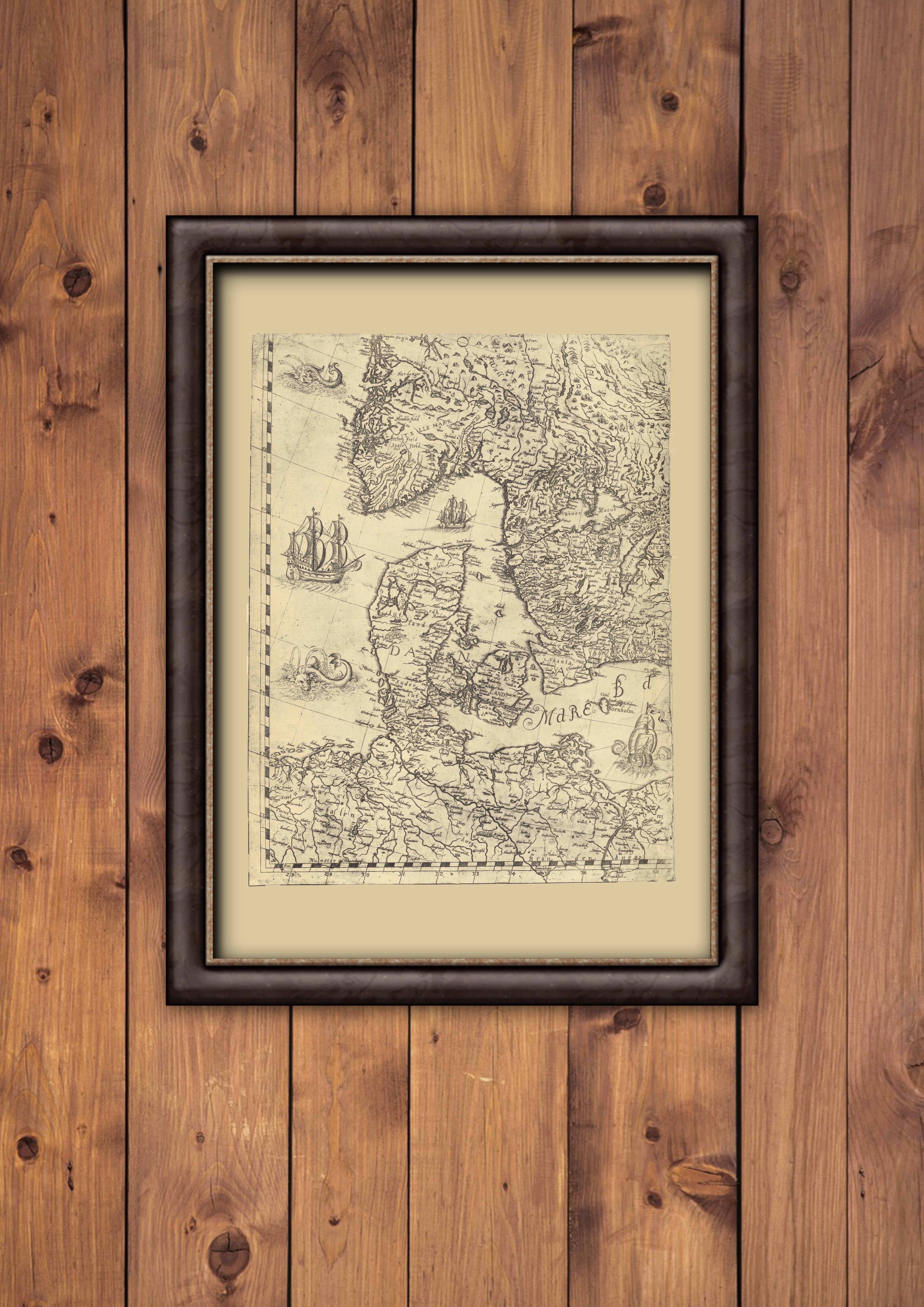Historisk karta Skandinavien år 1626  print