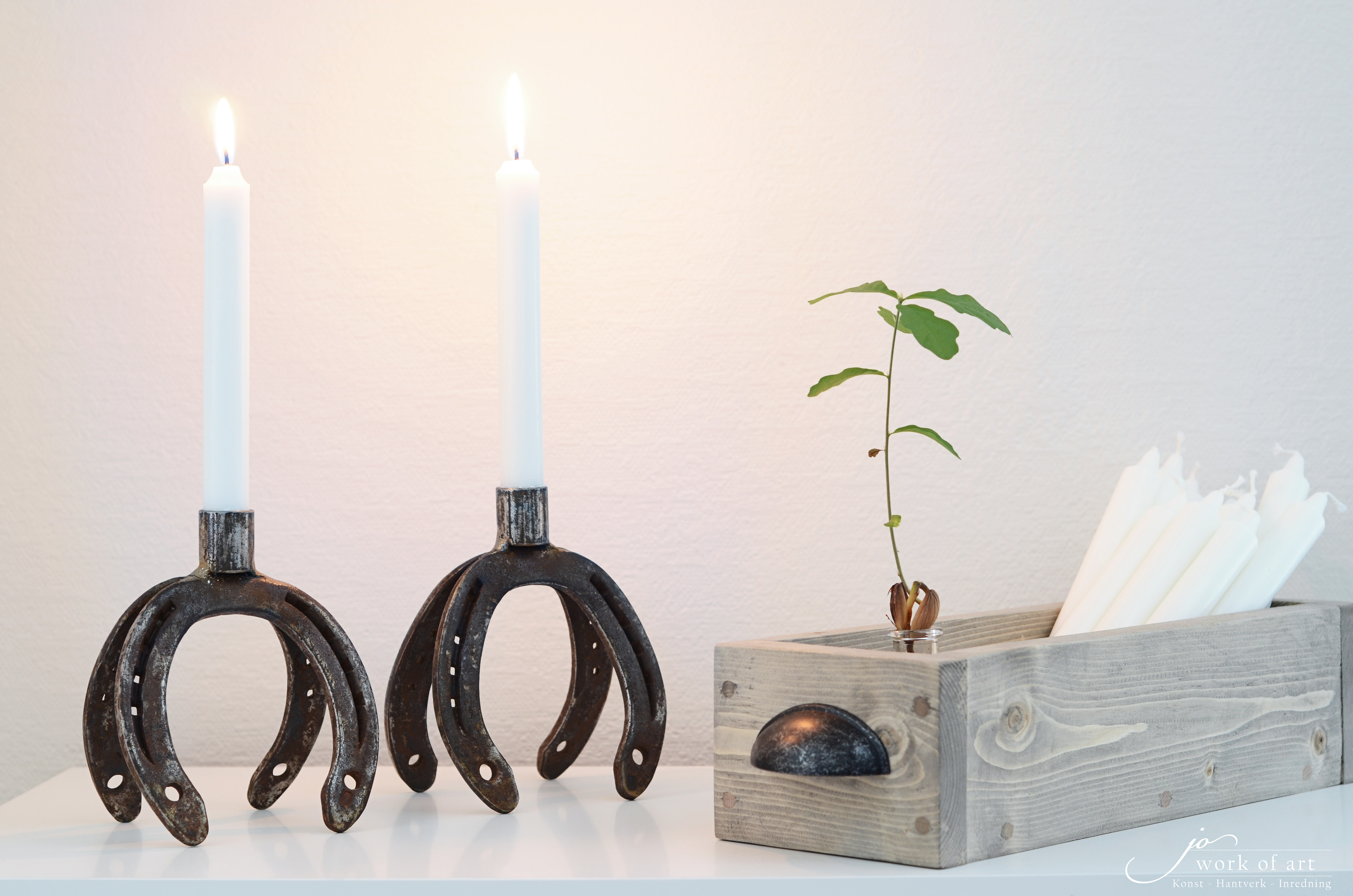 Ljusstake av hästskor, rostig patina - 4