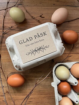 Etikett Glad påsk från våra kära höns, 9x7cm (Digital produkt)