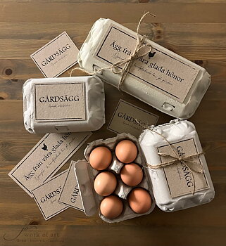 Etikett gårdsägg , nyvärpta & handplockade, stämpelkänsla 9x7cm (Digital produkt)
