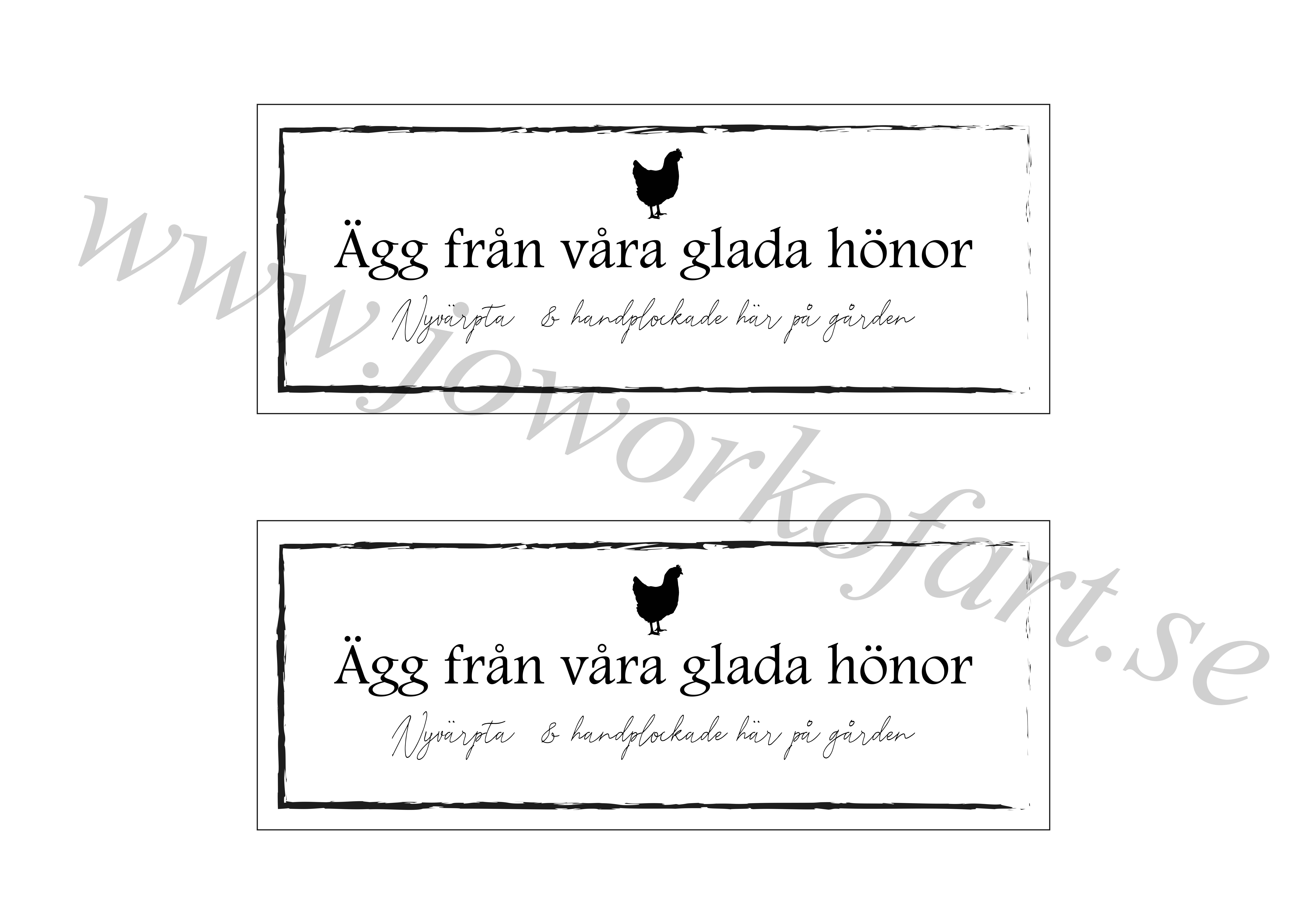 Etikett Ägg från våra glada hönor, nyvärpta & handplockade 18x7cm (Digital produkt)