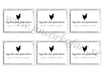 Etikett Ägg från våra glada hönor, nyvärpta & handplockade 9x7cm (Digital produkt)