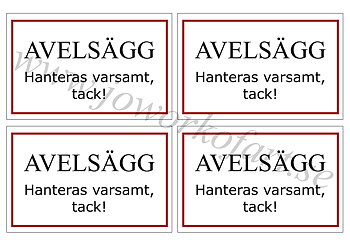 Etikett Avelsägg, hanteras varsamt tack. 14x9cm (Digital produkt)