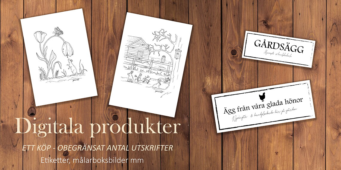 Digitala produkter - Etiketter, målarboksbilder mm.