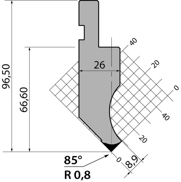Stans 85degr. R08 795mm Segmenterad 1000kN/m