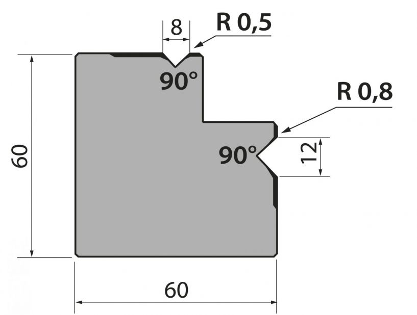 Multidyna 90degr V=8 och V=12 795mm Segmenterad 800kN/m