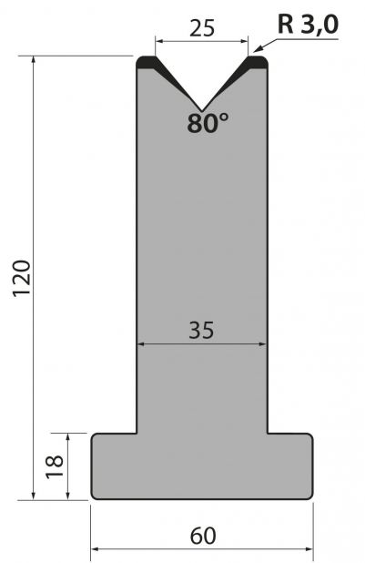 Dyna 80degr V=25mm 795mm Segmenterad 950kN/m