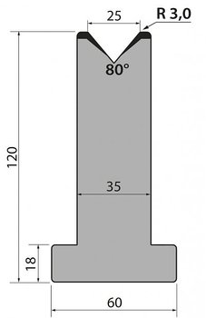 Dyna 80degr V=25mm 835mm 950kN/m
