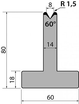Dyna 60degr V=8mm 835mm 600kN/m