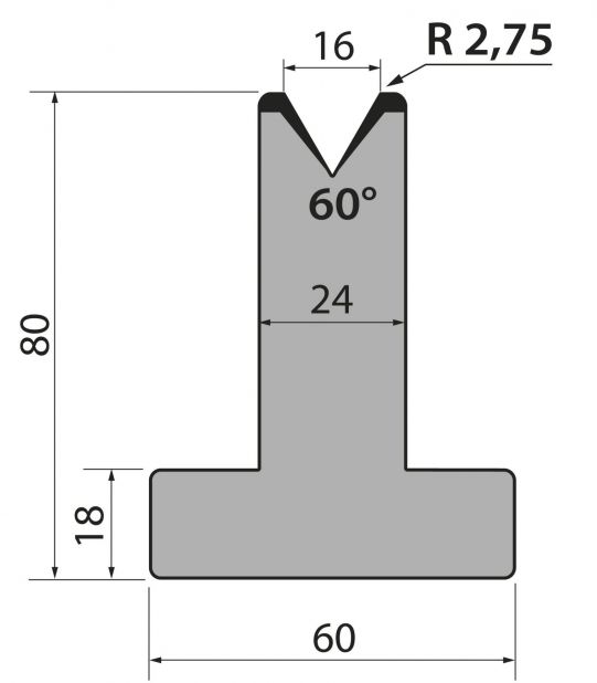 Dyna 60degr V=16mm 605mm Segmenterad 600kN/m