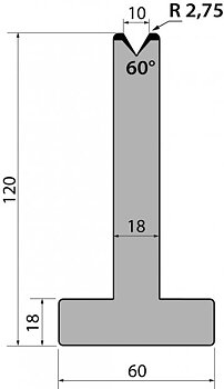 Dyna 60degr V=10mm 795mm Segmenterad 600kN/m