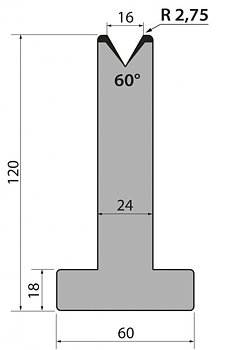 Dyna 60degr V=16mm 795mm Segmenterad 600kN/m