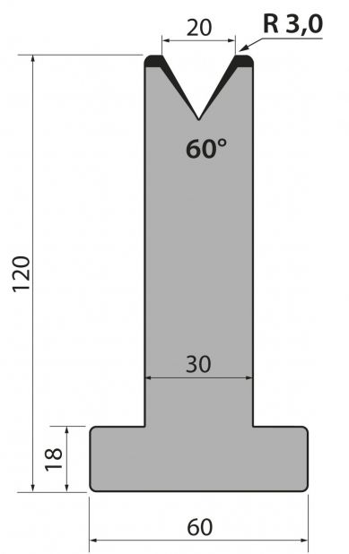 Dyna 60degr V=20mm 795mm Segmenterad 600kN/m