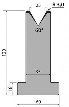 Dyna 60degr V=25mm 795mm Segmenterad 600kN/m