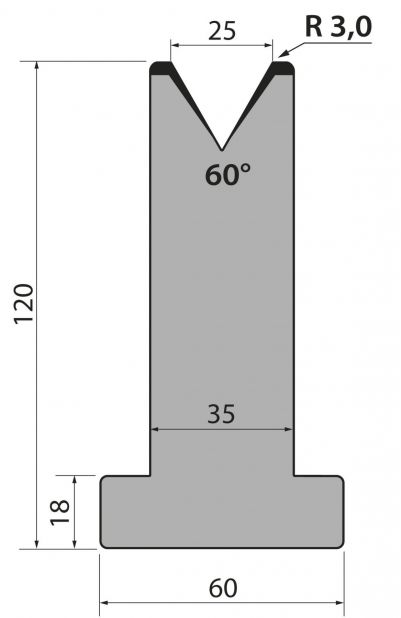 Dyna 60degr V=25mm 835mm 600kN/m