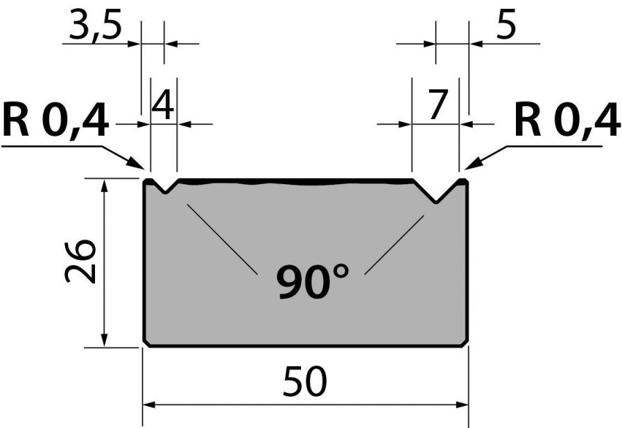 Dyna 90degr V=4+7mm 415mm 600kN/m