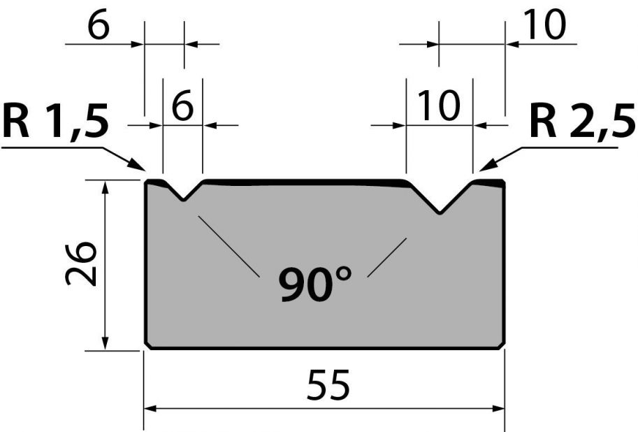Dyna 90degr V=6+10mm 835mm 800kN/m