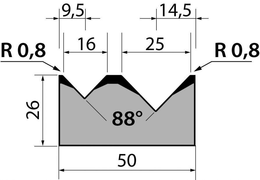 Dyna 88degr V=16+25mm 835mm 700kN/m