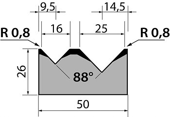 Dyna 88degr V=16+25mm 835mm 700kN/m