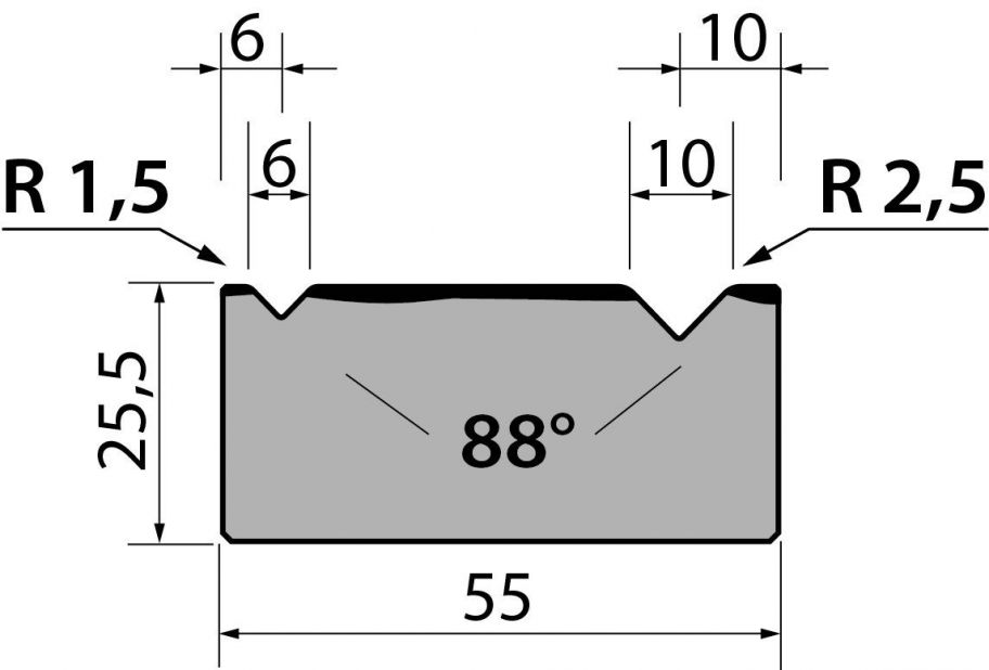 Dyna 88degr V=6+10mm 835mm 800kN/m