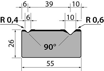 Dyna 90degr V=6+10mm 415mm 1000kN/m