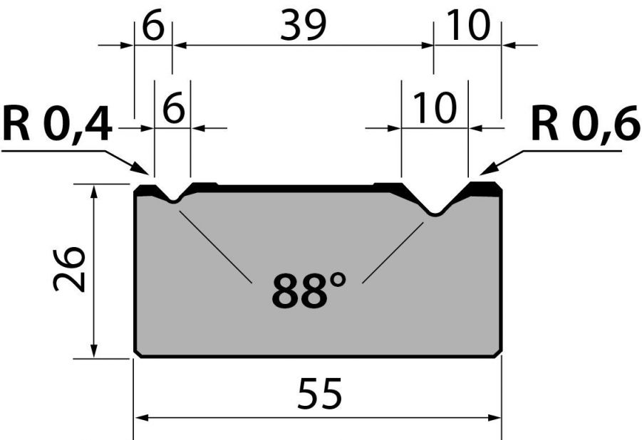 Dyna 88degr V=6+10mm 835mm 1000kN/m