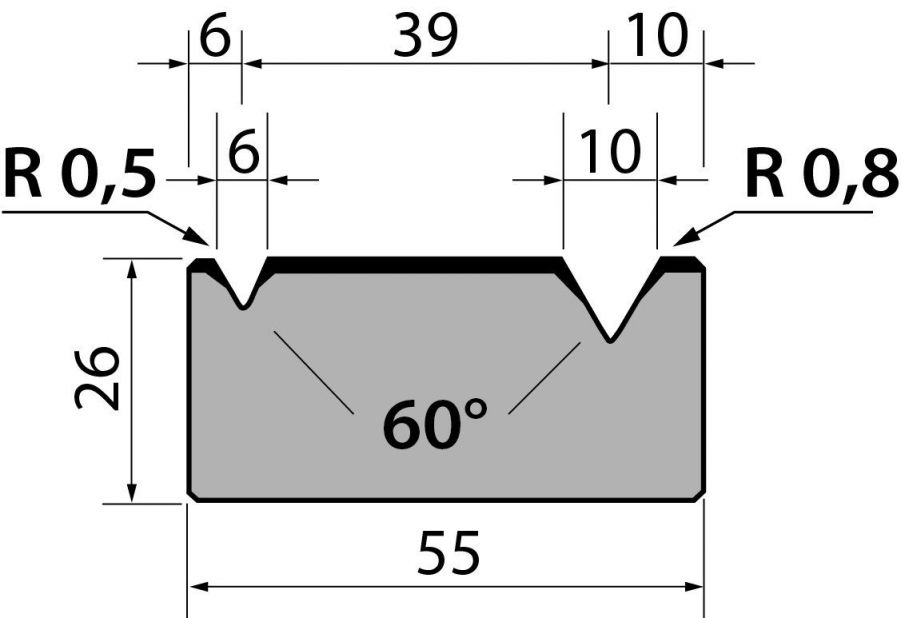 Dyna 60degr V=6+10mm 835mm 600kN/m