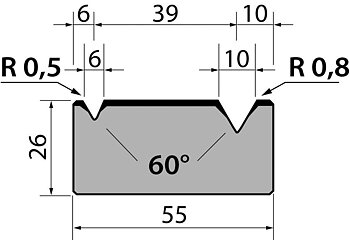 Dyna 60degr V=6+10mm 835mm 600kN/m