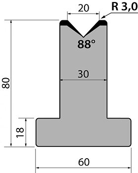 Dyna 88degr V=20mm 795mm Segmenterad 1000kN/m