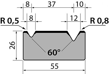 Dyna 60degr V=8+12mm 835mm 800kN/m