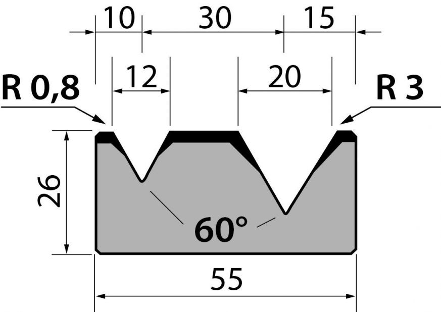 Dyna 60degr V=12+20mm 415mm 800kN/m