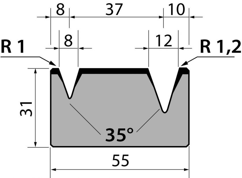 Dyna 35degr V=8+12mm 835mm 300kN/m