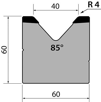 Dyna 85degr V=40mm 805mm Segmenterad 1000kN/m