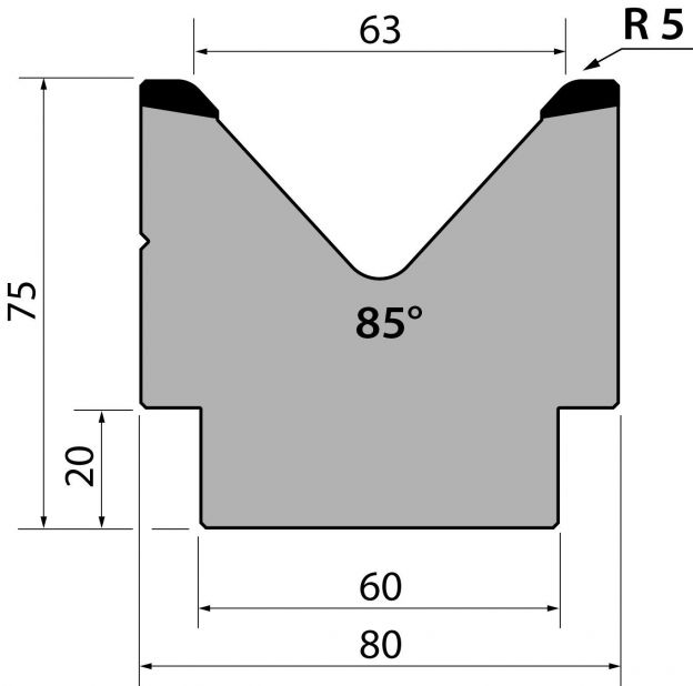 Dyna 85degr V=63mm 795mm Segmenterad 1000kN/m