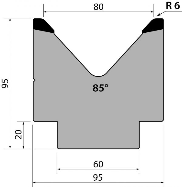 Dyna 85degr V=80mm 795mm Segmenterad 700kN/m